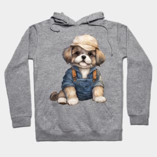 Farmer Shih Tzu Dog Hoodie